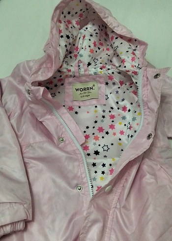 Kız Çocuk Kapüşonlu Pembe Yağmurluk - Görsel 2