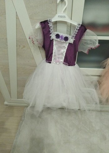 Mor Dantel Detaylı Kız Çocuk Elbise - Görsel 2