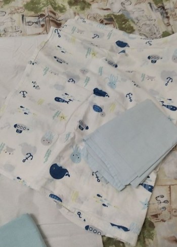 Bebek Pamuklu Mavi Desenli nevresim ve çarşaf - Görsel 2