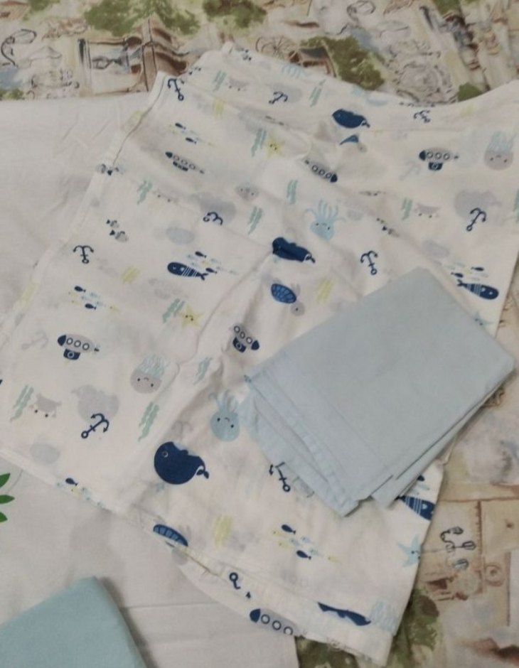 Bebek Pamuklu Mavi Desenli nevresim ve çarşaf - Görsel 2