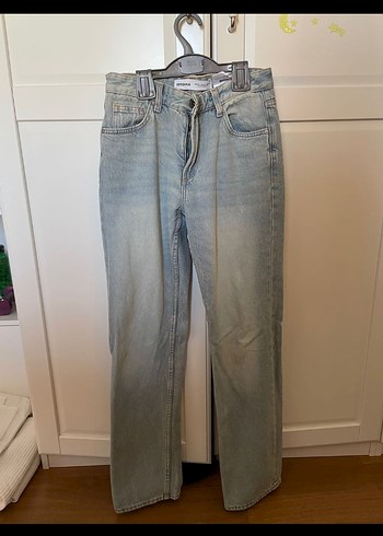 Gri Loose Fit Midi Kadın Kot Pantolon