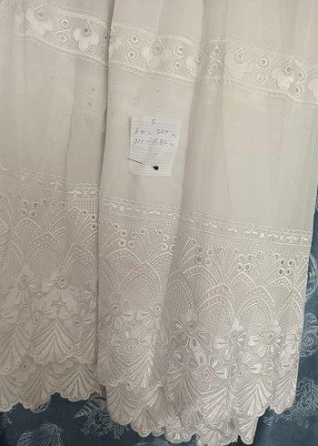 Beyaz Nakışlı Bohem Perde