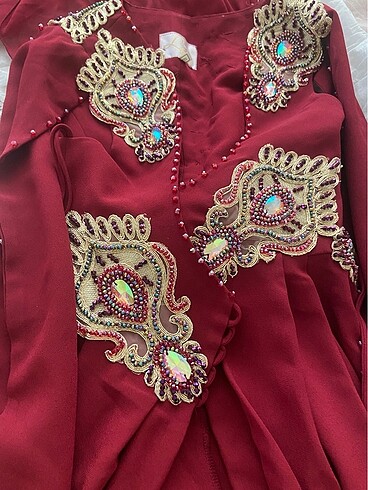  Beden bordo Renk Kınalık kaftan