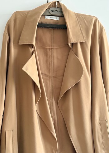 Bej Süet Kadın Midi Mango Trençkot - Görsel 2