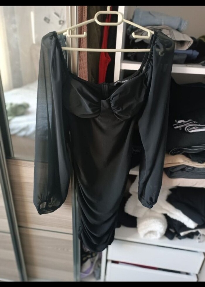 Siyah tül elbise - Görsel 2