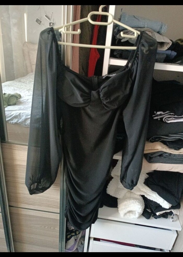 Siyah tül elbise - Görsel 3