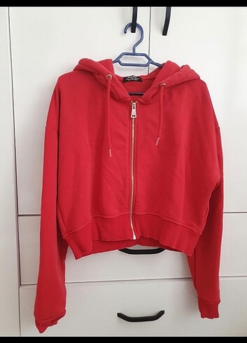 Fermuarlı crop sweatshirt 