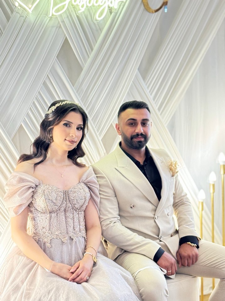 Bej İşlemeli Straplez Uzun Abiye Elbise - Görsel 2