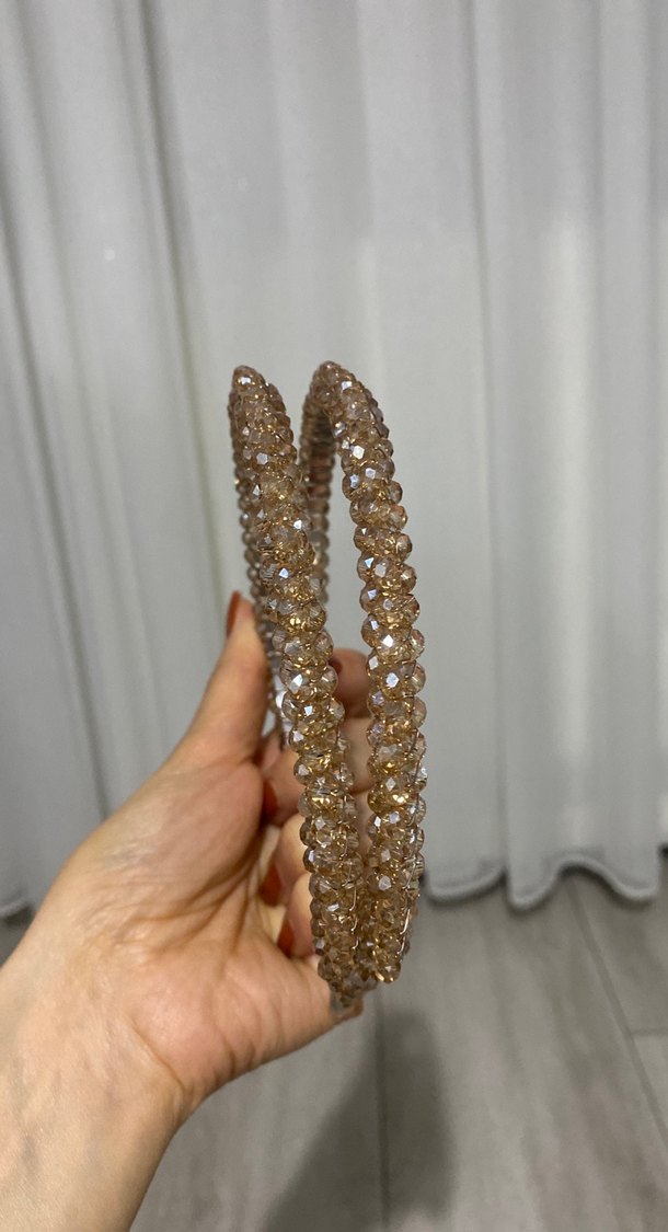 Boncuklu Bej Kadın Saç Aksesuarı - Görsel 2