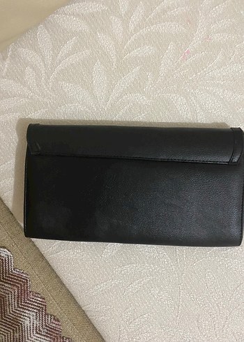 Beden Siyah Deri Tokalı Kadın Clutch Çanta