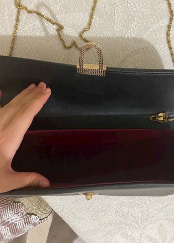 Diğer Siyah Deri Tokalı Kadın Clutch Çanta