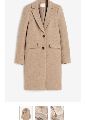 H&M Bej Düğmeli Klasik Kaban