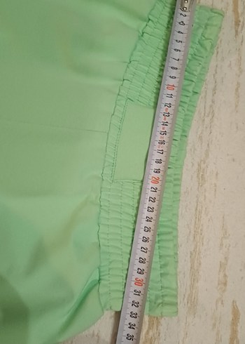 l Beden yeşil Renk Bayan Loose Fit Yeşil Midi Kumaş Pantolon