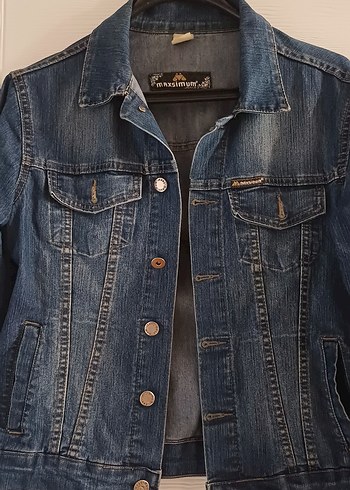Diğer Mavi Düğmeli Kadın Denim Ceket
