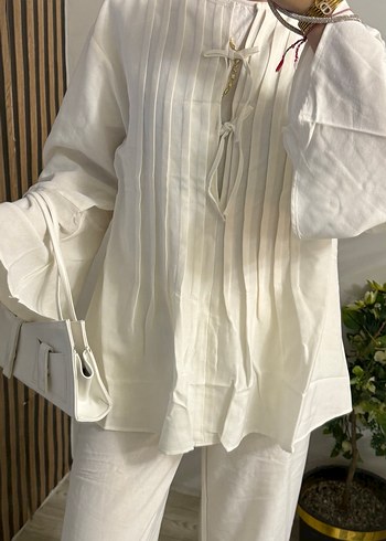 Beyaz Keten Kadın Takım - Görsel 3