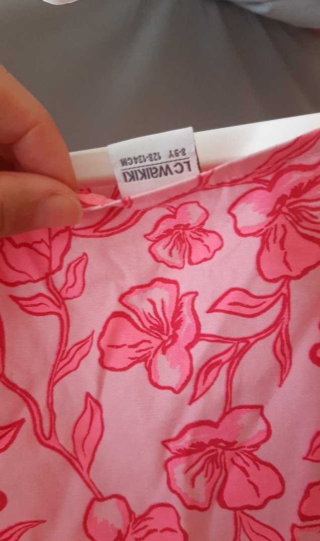 Pembe Renkli Çiçek Desenli Kız Çocuk Elbisesi - Görsel 3