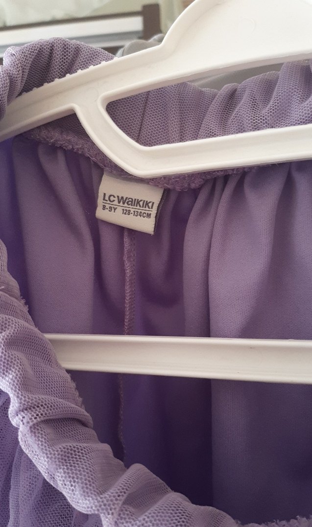 Kız Çocuk İşlemeli Beyaz Gömlek ve Lila Tütü Etek 8-9 Yaş - Görsel 5