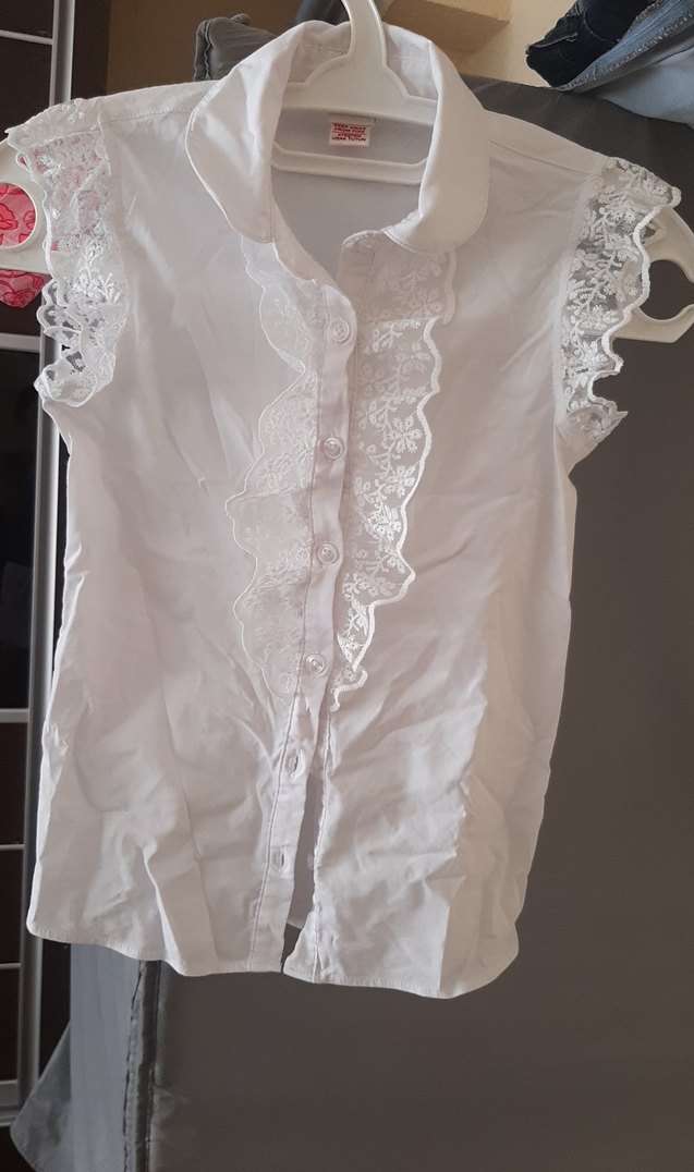 Kız Çocuk İşlemeli Beyaz Gömlek ve Lila Tütü Etek 8-9 Yaş - Görsel 2