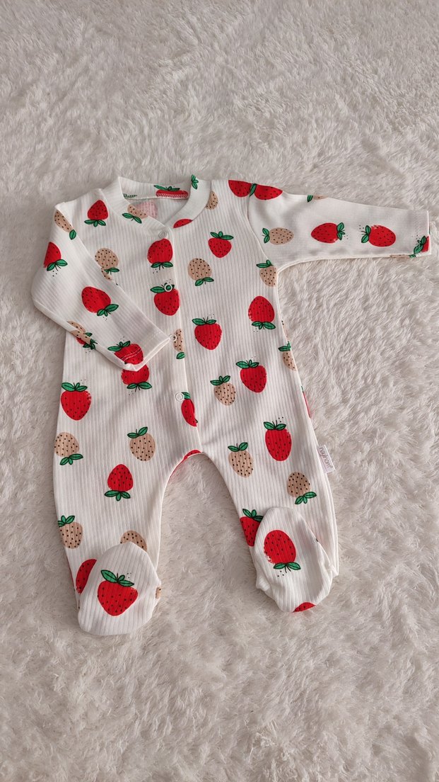 Çilek baskılı Kız tulum - Görsel 2