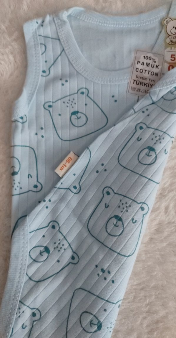 Mavi Baskılı Erkek Bebek zıbın - Görsel 5