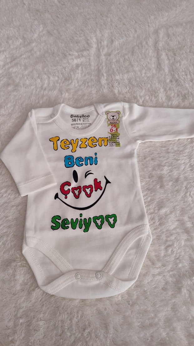 Renkli Baskılı Uzun Kollu Bebek Body - Görsel 2