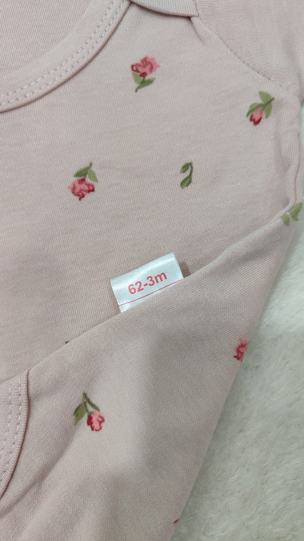 Uzun Kollu Pembe Nakışlı Bebek Body - Görsel 3