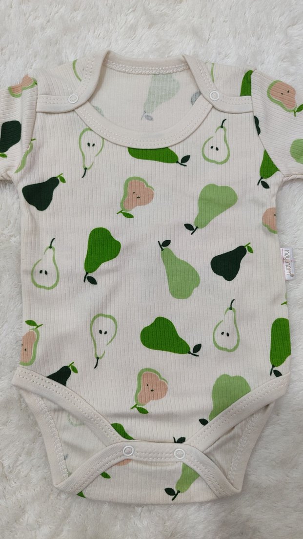 Beyaz Baskılı Uzun Kollu Bebek Body - Görsel 2