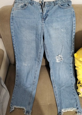 Kadın Mavi Midi Bol Paça Kot Pantolon