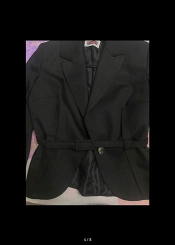 l Beden siyah Renk Kemerli Siyah Mini Blazer