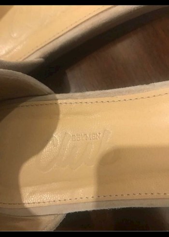40 Beden Beymen Bej Süet Stiletto tarzı babet Kadın Ayakkabı