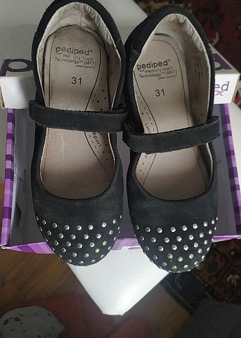 Kız Çocuk siyah süet 31 numara Gotik Tokalı Babet Ayakkabı - Görsel 2