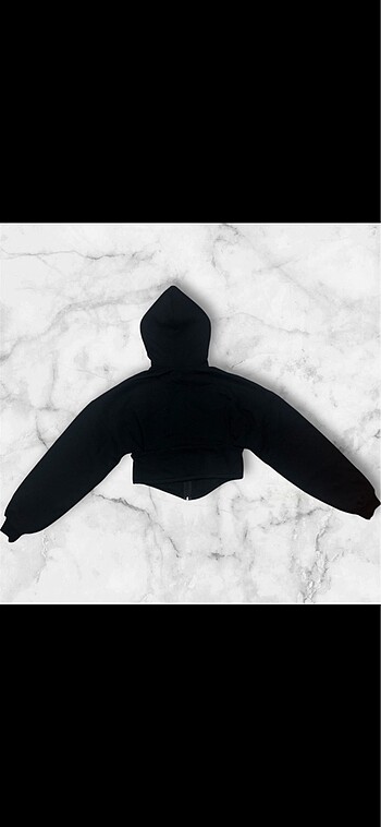 Zara Kapusonlu fermuarli crop sweatshirt