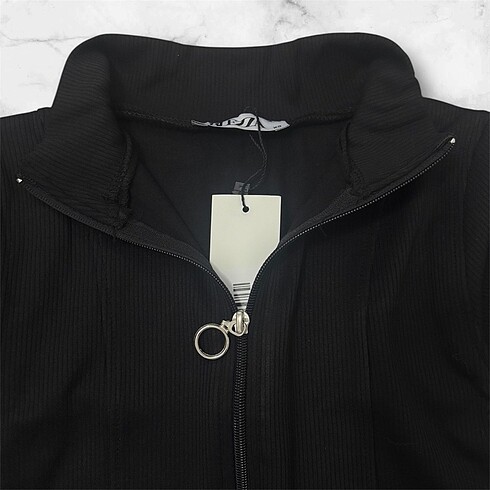 Zara Likrali fermuarli crop
