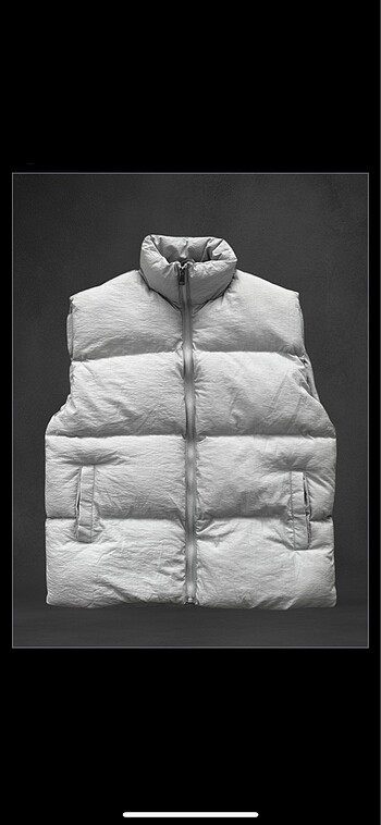 Parasut kumas sisme yelek (unisex) kirik beyaz renk - Görsel 2