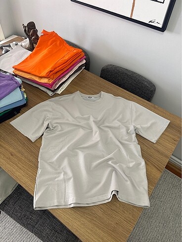 Bisiklet yaka Baskisiz duz kalin tshirt oversize (unisex)
