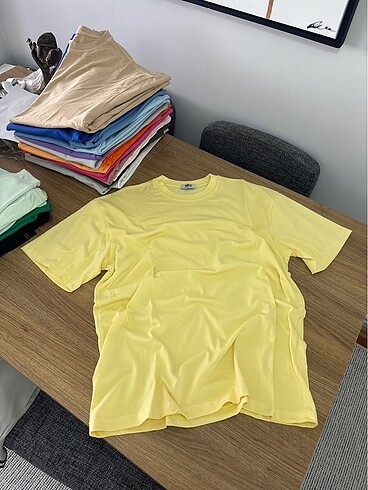 Bisiklet yaka Baskisiz duz kalin tshirt oversize (unisex)