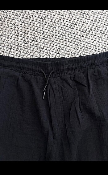 Belden lastikli ve ipli Keten kumas pantalon (unisex) - Görsel 6