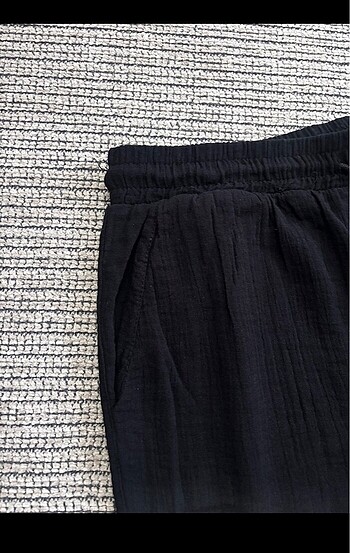 Belden lastikli ve ipli Keten kumas pantalon (unisex) - Görsel 5