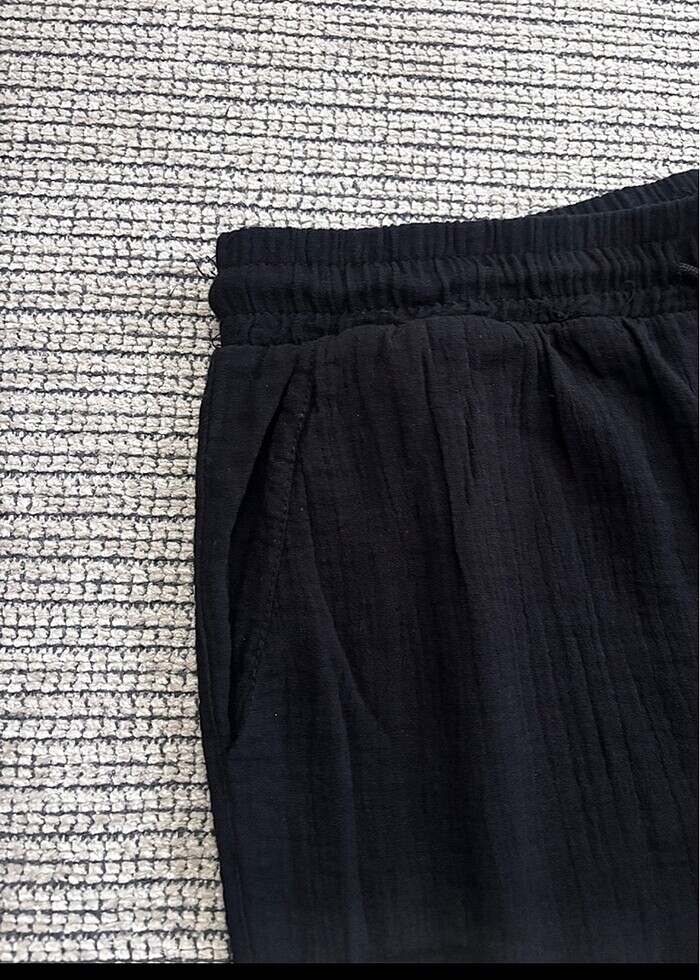 Belden lastikli ve ipli Keten kumas pantalon (unisex) - Görsel 5