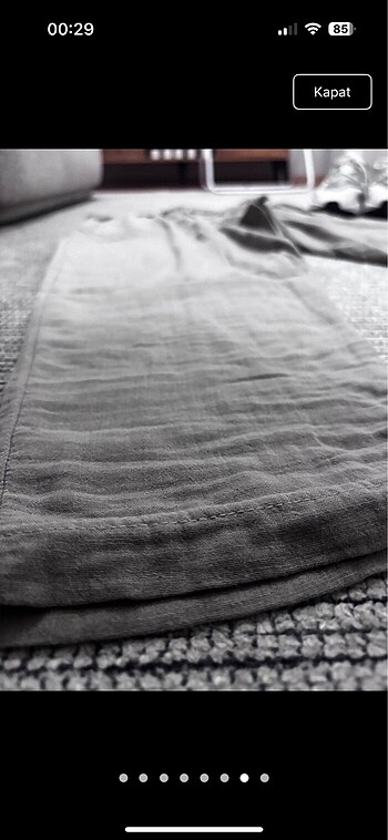 Belden lastikli ve ipli Keten kumas pantalon (unisex) - Görsel 7