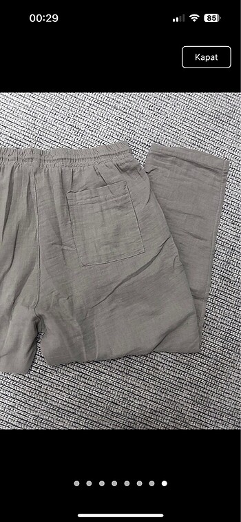 Belden lastikli ve ipli Keten kumas pantalon (unisex) - Görsel 8