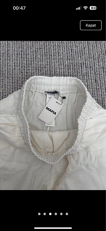 Belden lastikli ve ipli keten kumas sort - Görsel 3