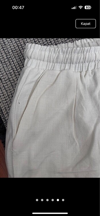 Belden lastikli ve ipli keten kumas sort - Görsel 5