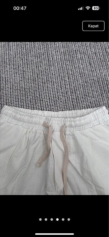 Belden lastikli ve ipli keten kumas sort - Görsel 4