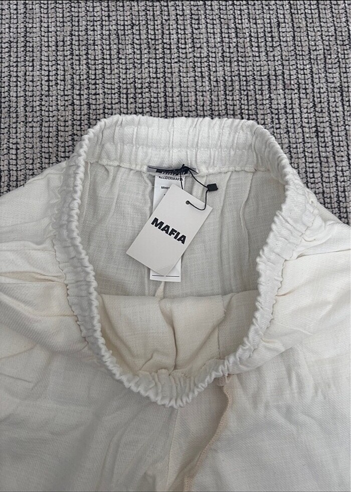 Belden lastikli ve ipli keten kumas sort - Görsel 3