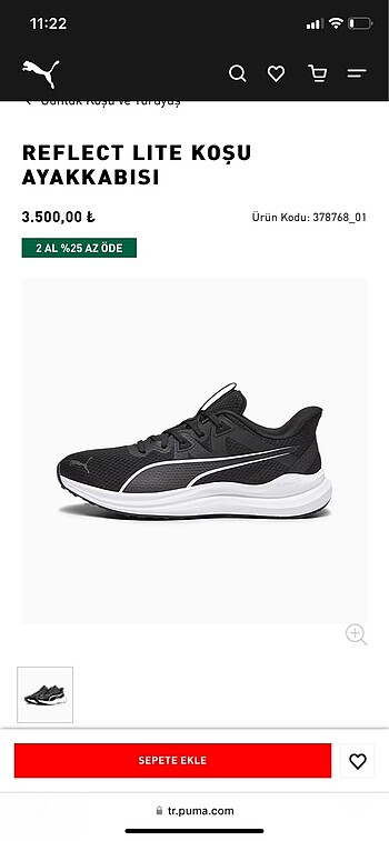 37 Beden siyah Renk PUMA REFLECT LİTE