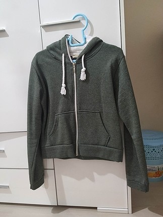 haki kapşonlu Hırka