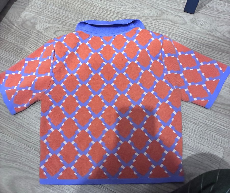 Örgü Dokulu Renkli Kadın Kısa Kollu Gömlek S/M beden - Görsel 3