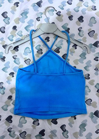 Mavi İnce Askılı Kadın Atlet - Görsel 3