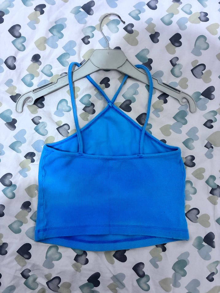 Mavi İnce Askılı Kadın Atlet - Görsel 3